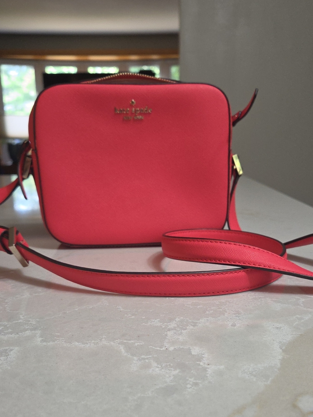 kate Spade Small Coral-Pink Crossbody with Gold Hardware
